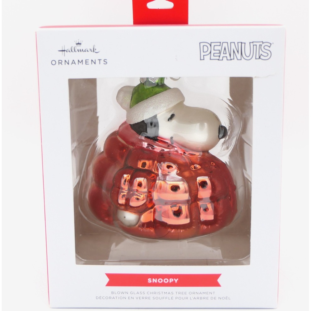 Hallmark Peanuts Snoopy in Puffer Coat Blown Glass Christmas Tree Ornament 2025